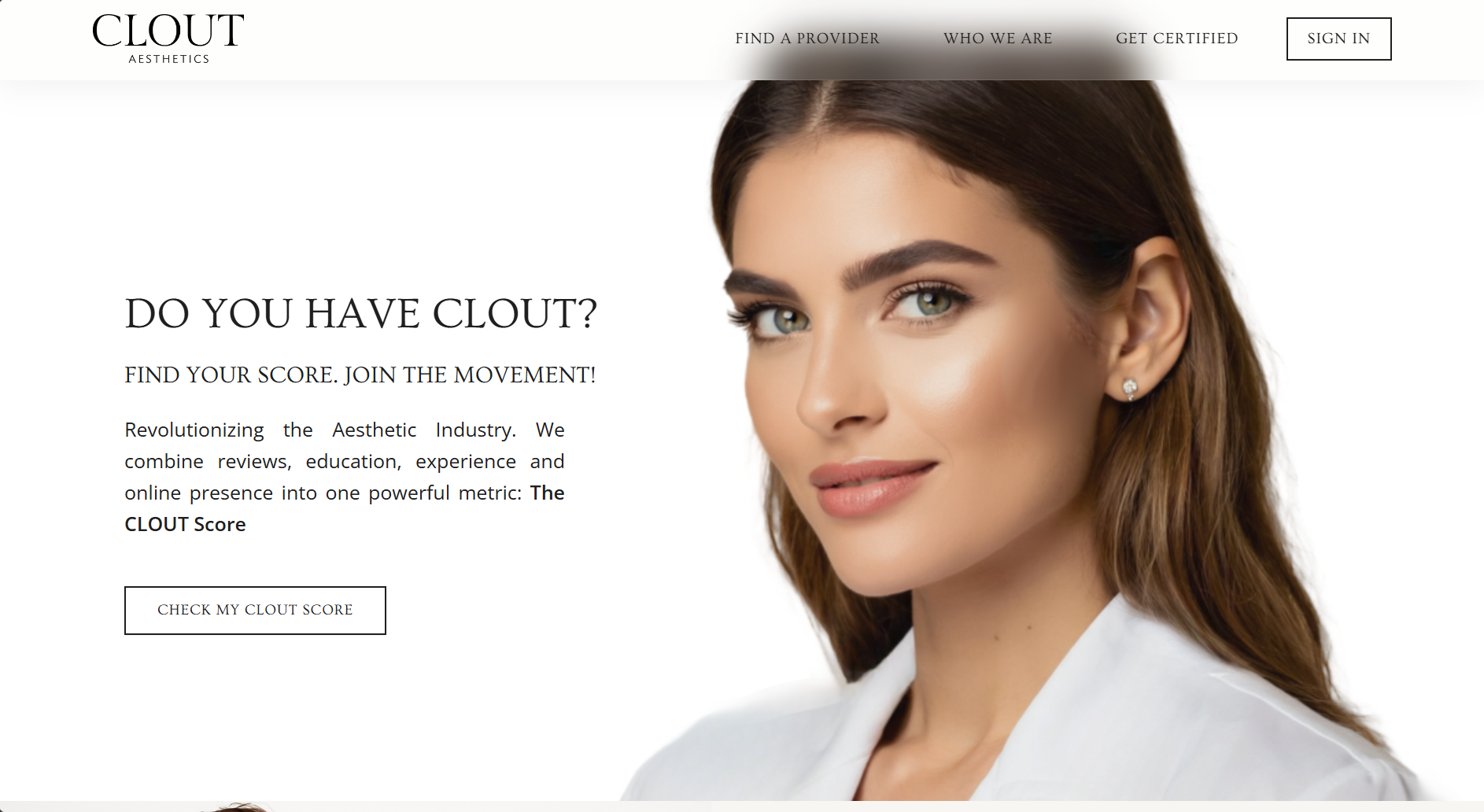 Clout Aesthetics platform screenshot