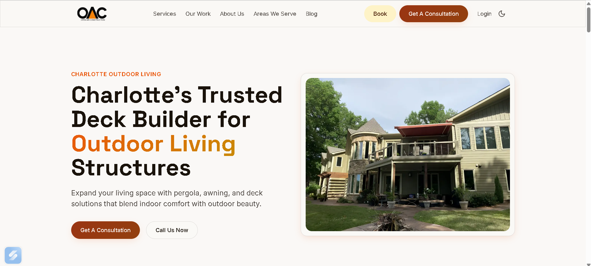 Open Air Construction website screenshot